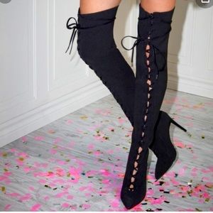 Kianiel-98 Aldo spiked heel over the knee laced up boots